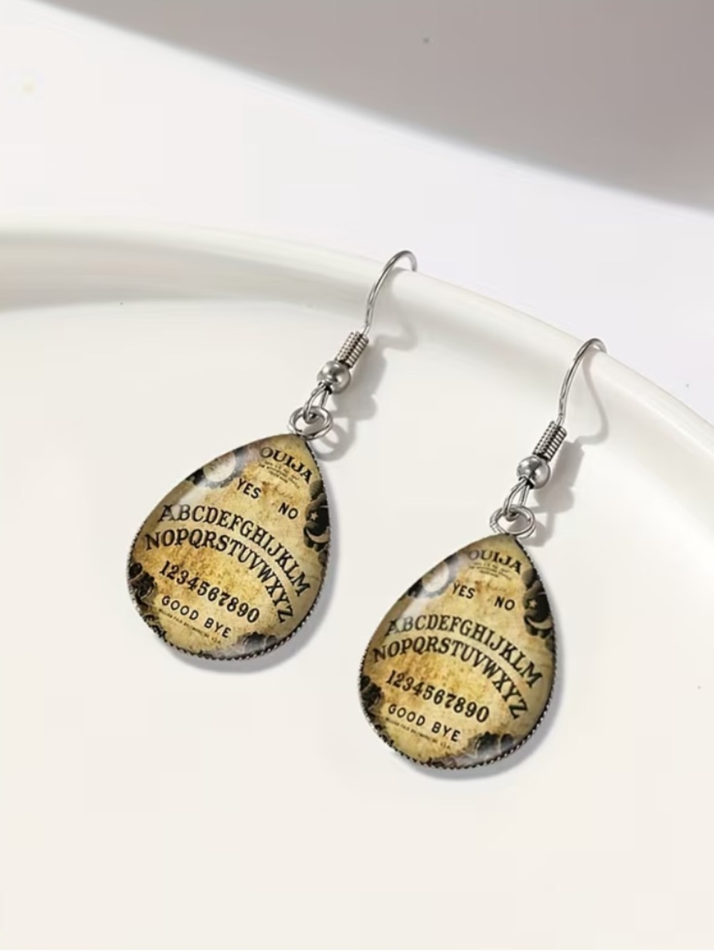 NWT Ouija Board drop earrings resin and silver new